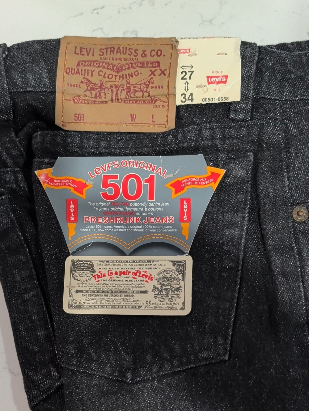 Vintage Dead stock Levi's 501 Straight Men's Jeans - Black Denim